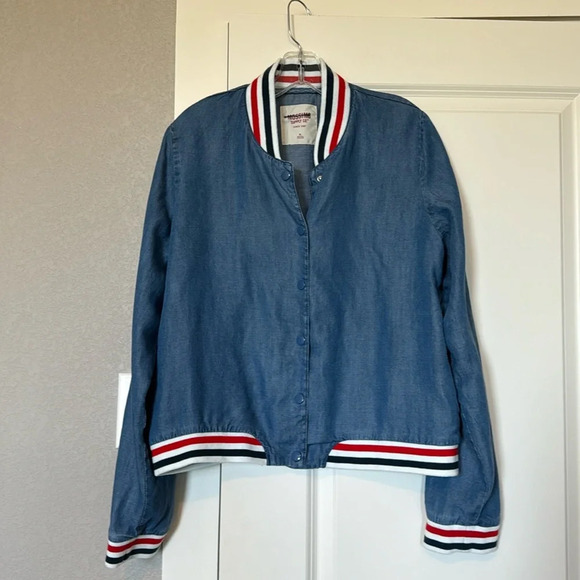Mossimo chambray varsity jacket - Picture 1 of 8